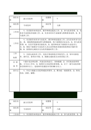 乡镇卫生院岗位说明书