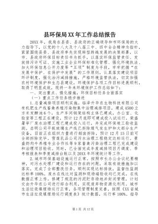 县环保局工作总结报告