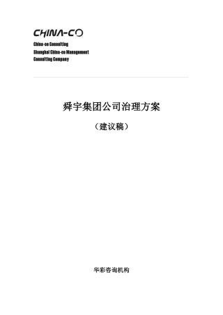 某集团公司治理方案（建议稿）