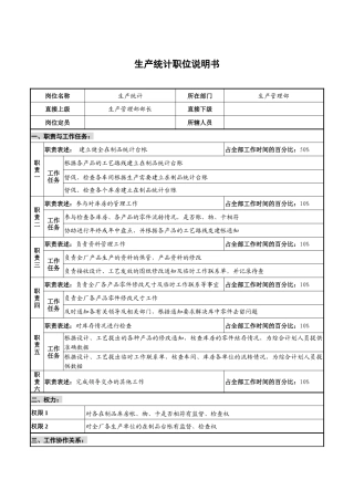 仪器生产企业生产统计职位说明书