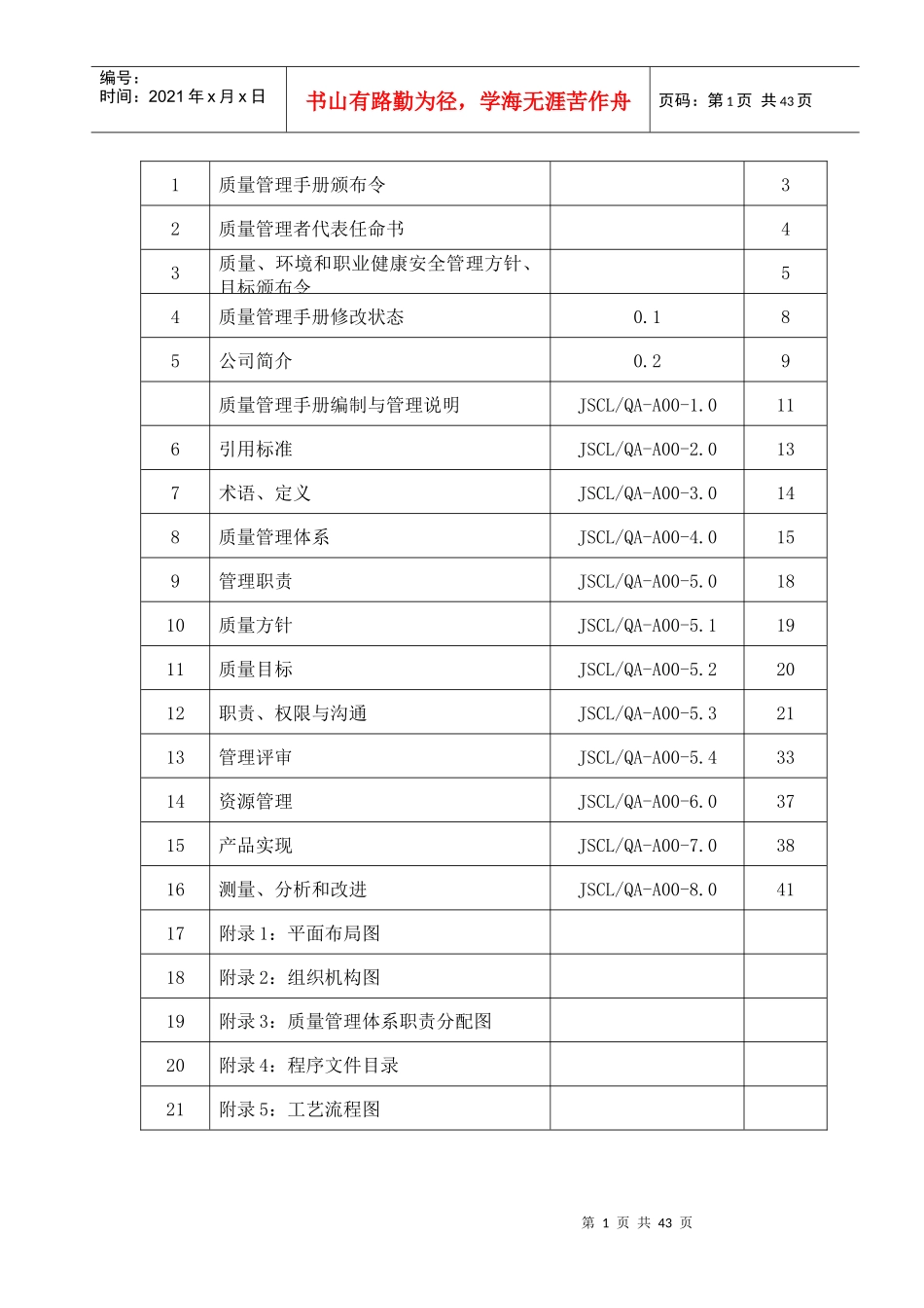 某金属材料技术有限公司质量管理手册_第2页