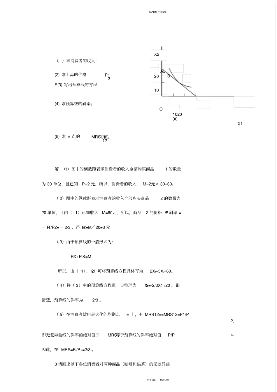 微观经济学第3章部分练习题答案_第2页