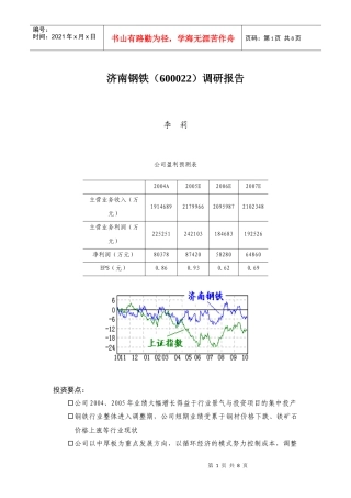 某钢铁行业调研报告