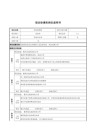 信访协调员岗位说明书
