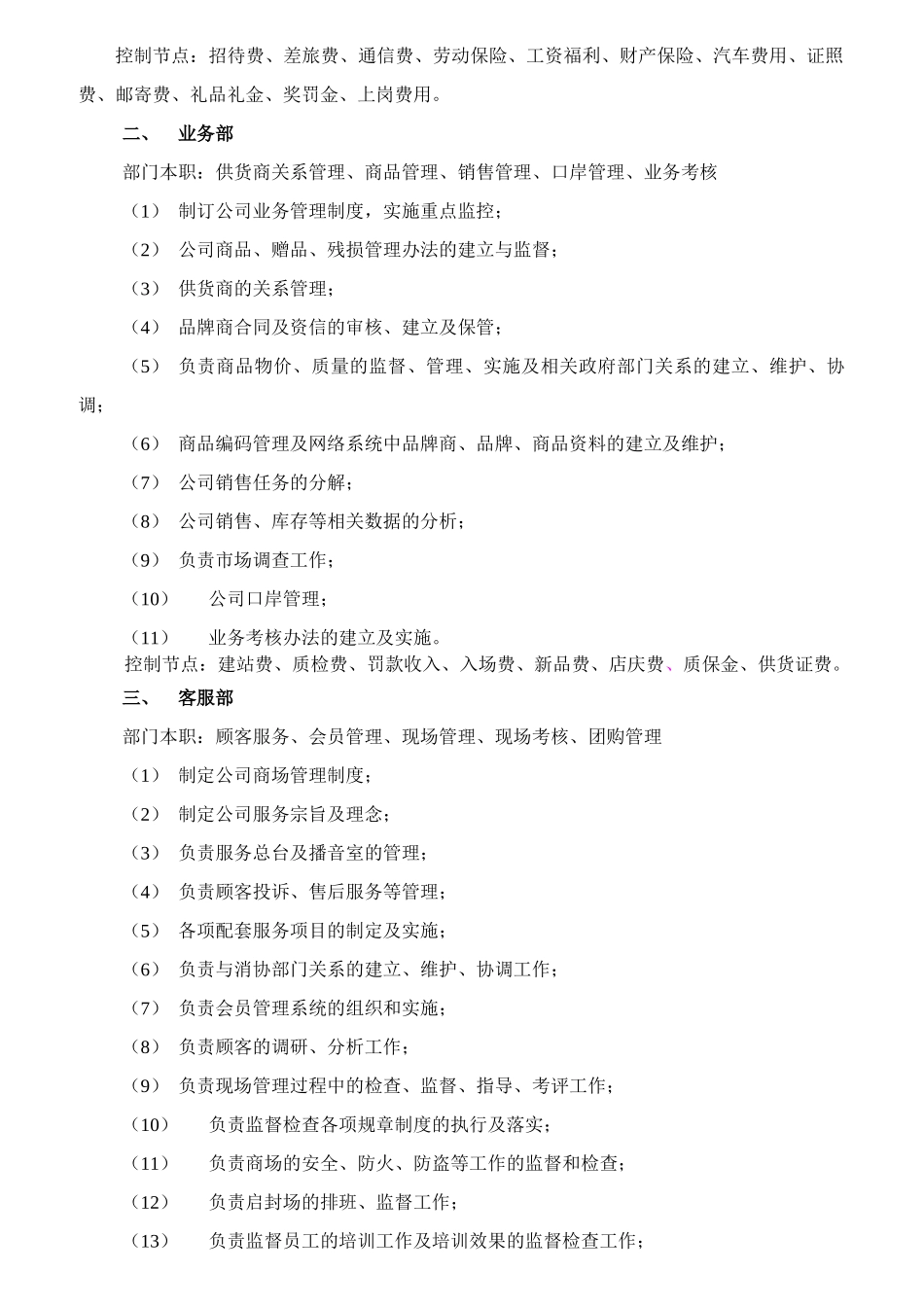 商场部门职能及各岗位职责_第3页