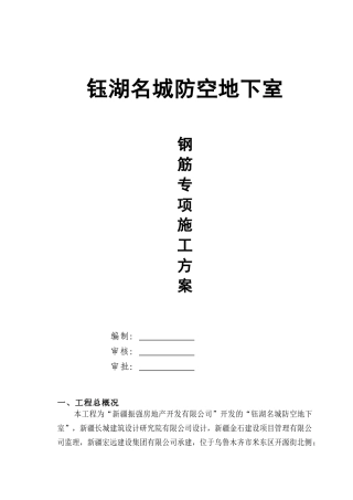 人防地下室钢筋施工方案培训资料