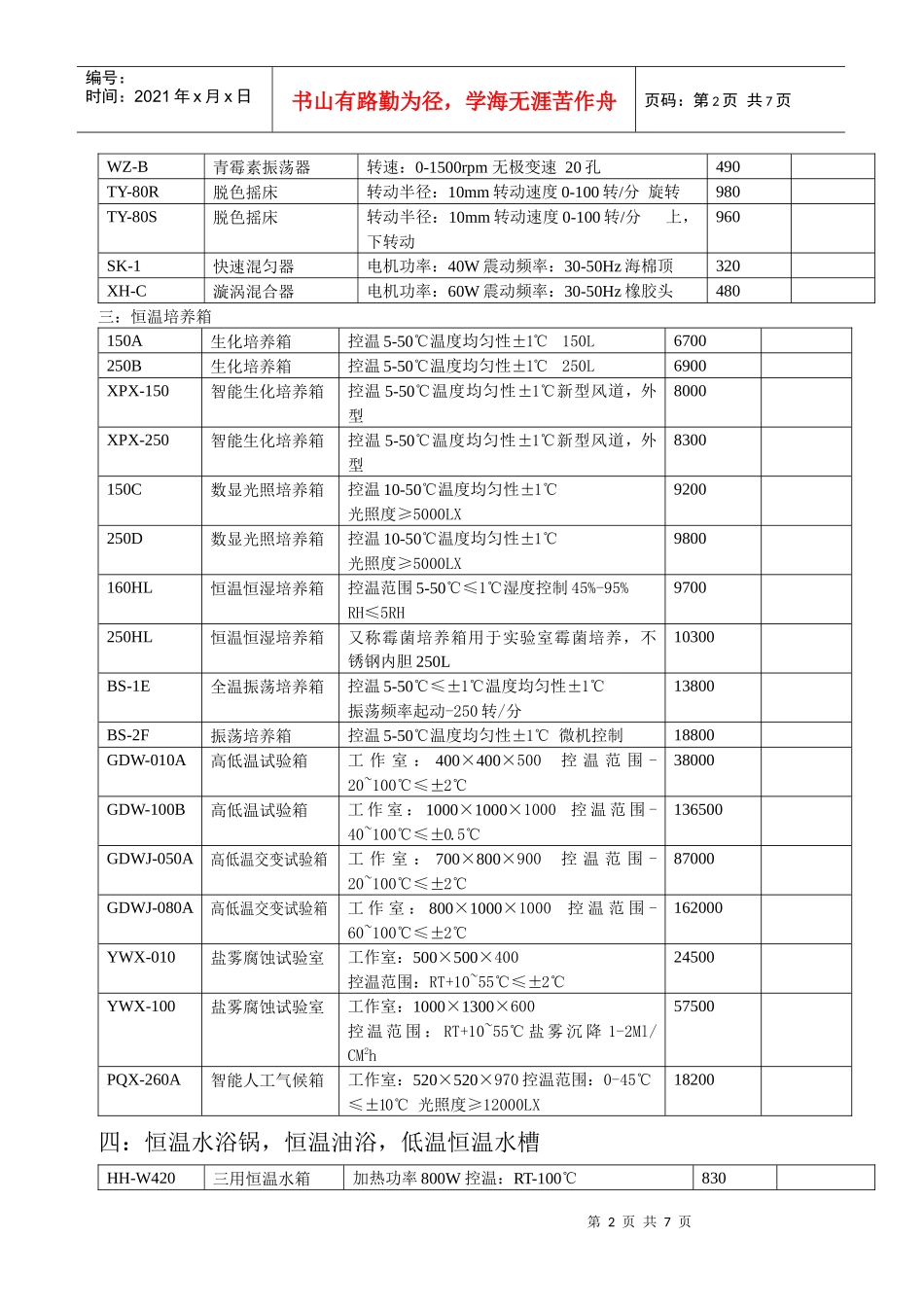 江苏金坛医疗仪器厂产品价目表_第2页