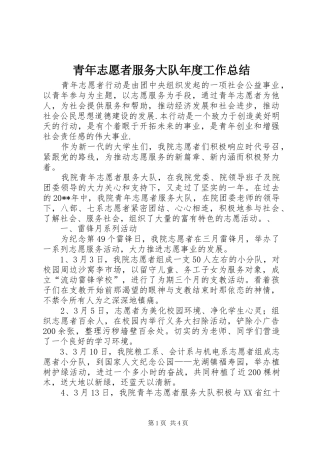 青年志愿者服务大队年度工作总结