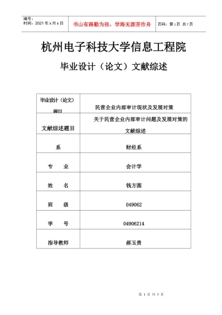 民营企业内部审计现状及发展对策文献综述
