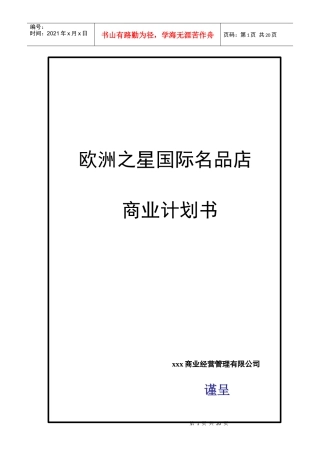 欧洲之星国际名品店商业计划书(1)