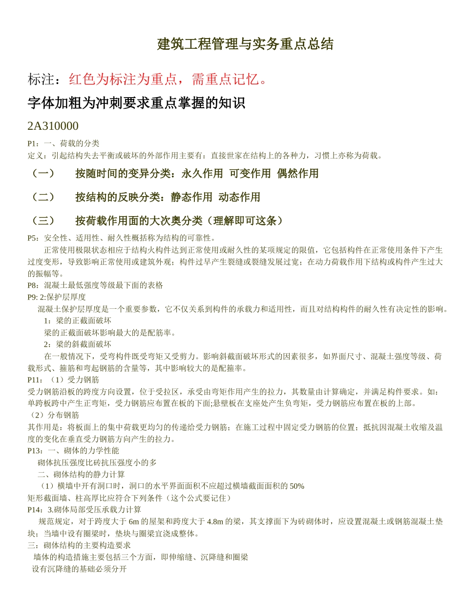 人力资源-XXXX年二级建筑实务总结_第1页