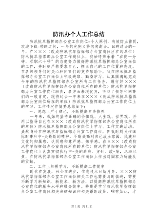 防汛办个人工作总结