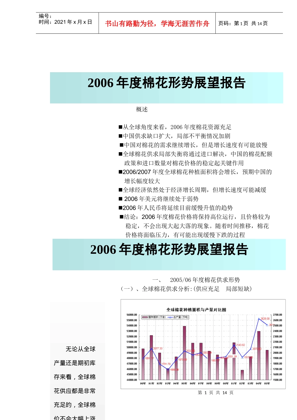 棉花形势展望报告_第1页