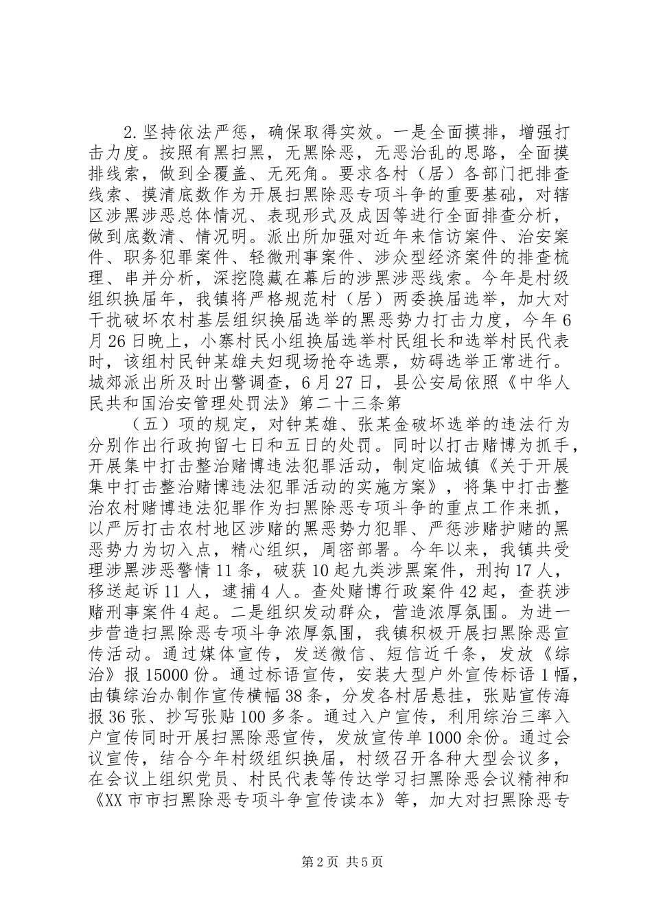 街道乡镇扫黑除恶XX年度工作总结范文_第2页