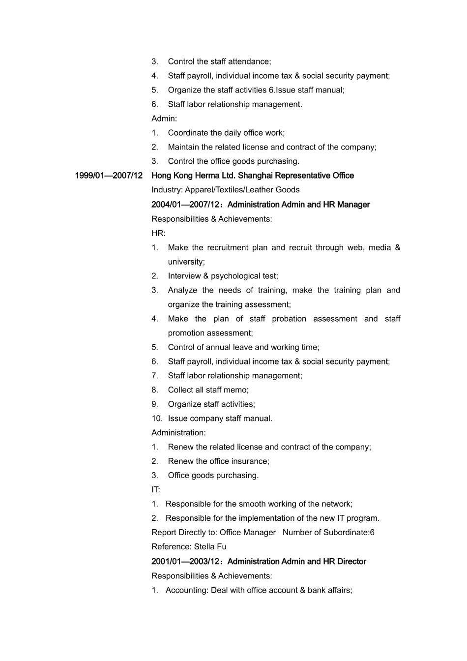 人力资源-Administration Office Manager英文简历模板_第2页