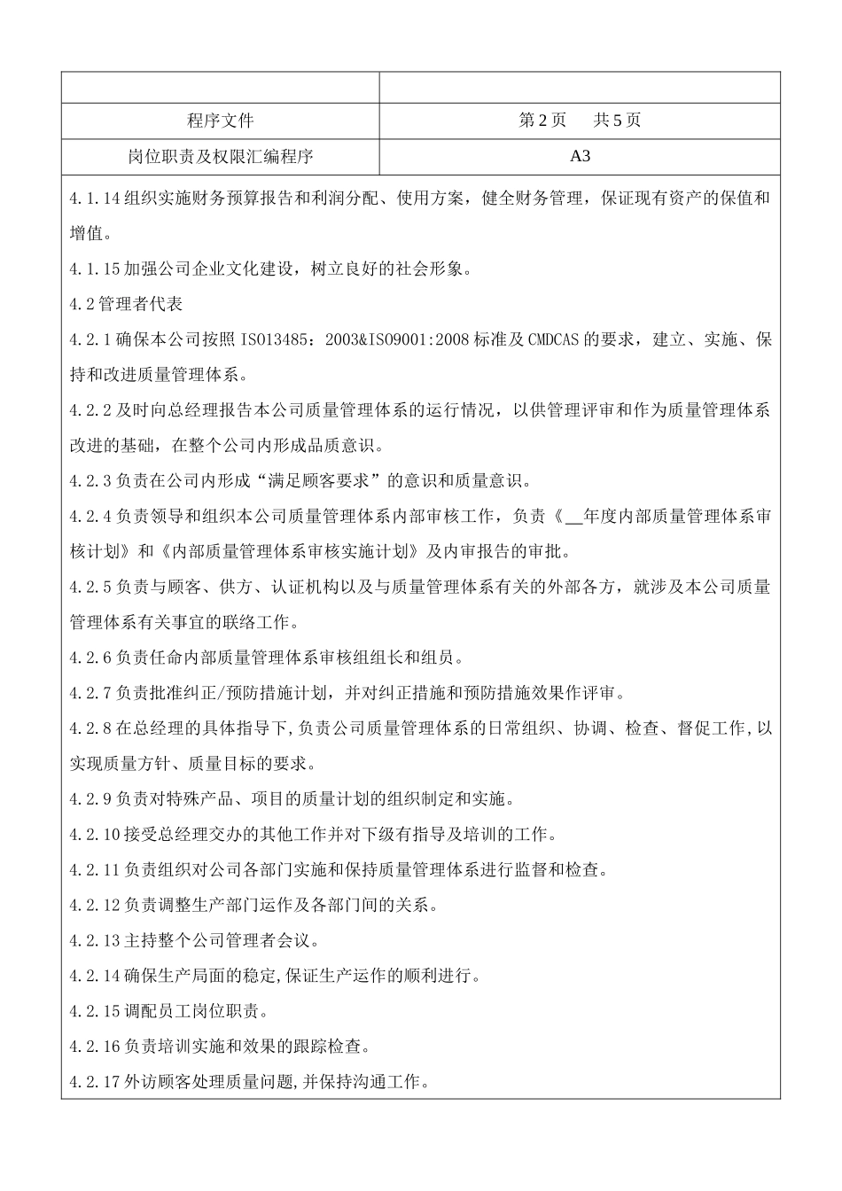 人力资源-COP-551 岗位职责及权限汇编程序_第2页