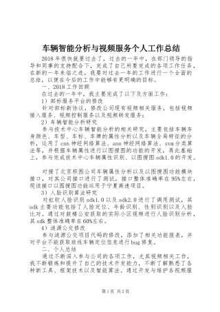 车辆智能分析与视频服务个人工作总结