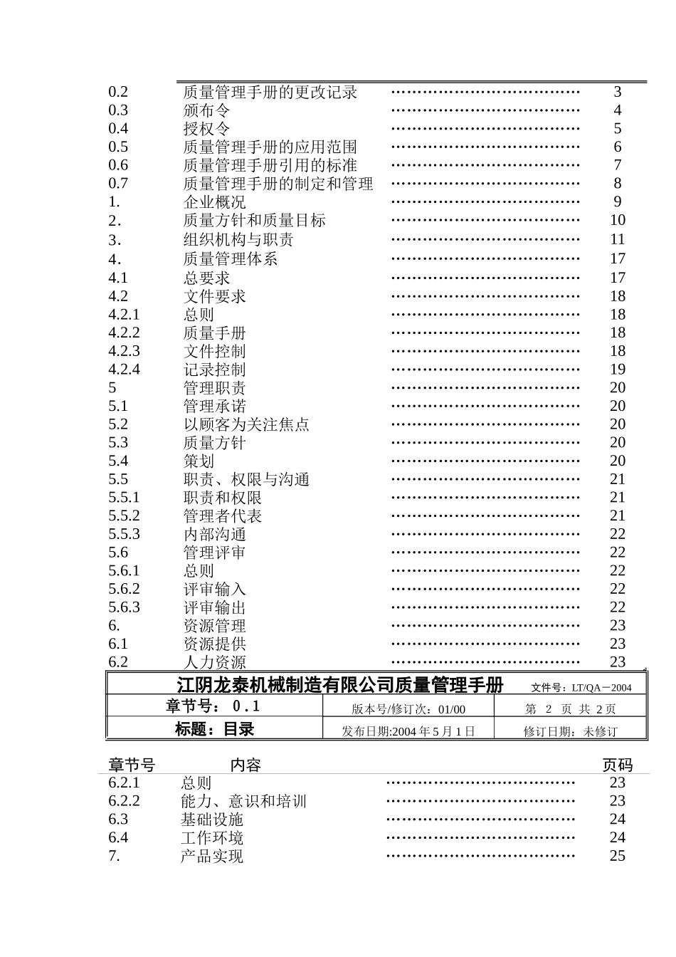 江阴龙泰机械制造有限公司质量管理手册(doc 46)_第2页