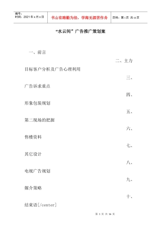 水云间广告推广策划方案研讨会