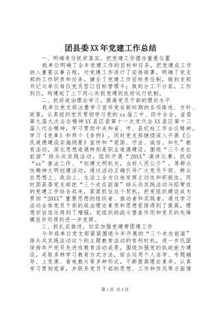 团县委党建工作总结