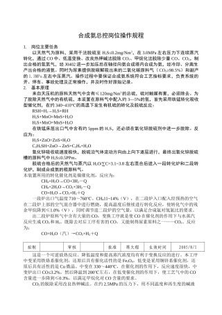 人力资源-01合成氨总控岗位操作规程1