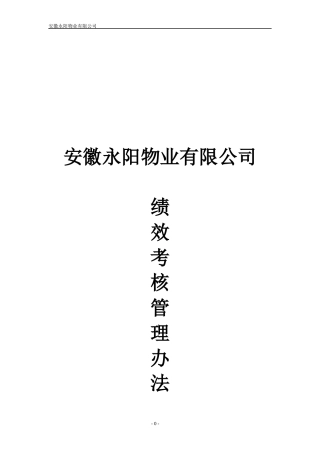 永阳公司绩效考核管理办法