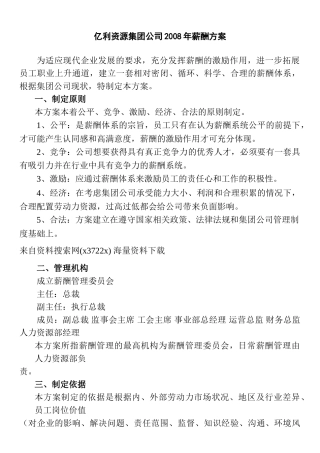亿利资源集团公司某某年度薪酬方案