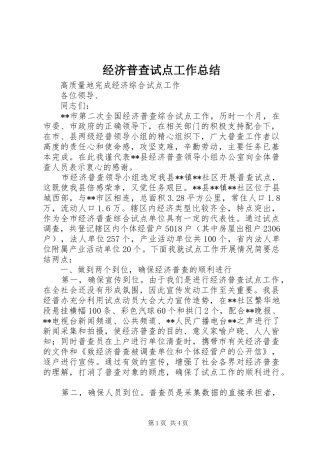 经济普查试点工作总结