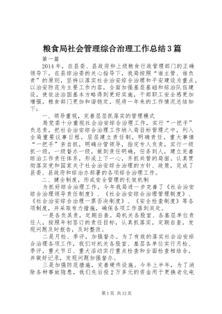 粮食局社会管理综合治理工作总结3篇