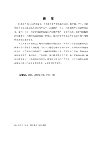 森松尼键鼠网上推广策略研究