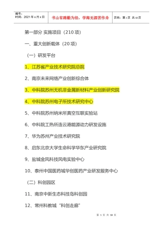 江苏2017年重大项目(210项)