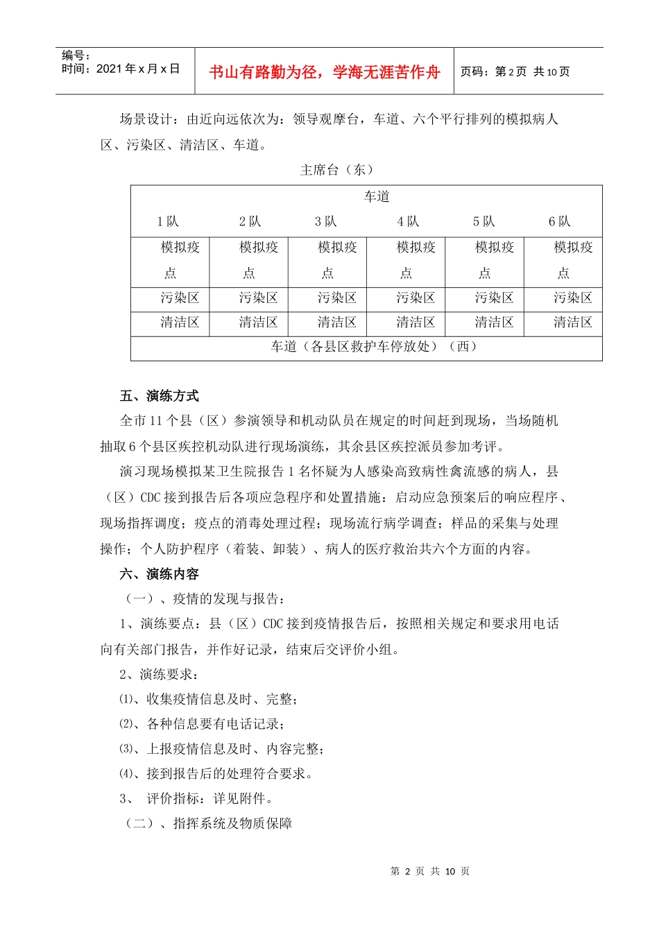 永州市突发公共卫生事件应急处理模拟演练方案_第2页