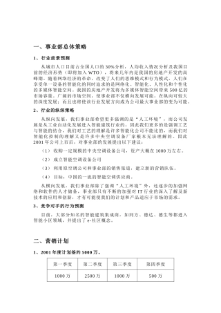 楼宇事业部经营计划