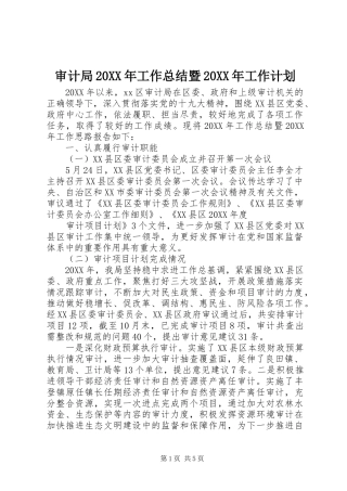 审计局工作总结暨工作计划