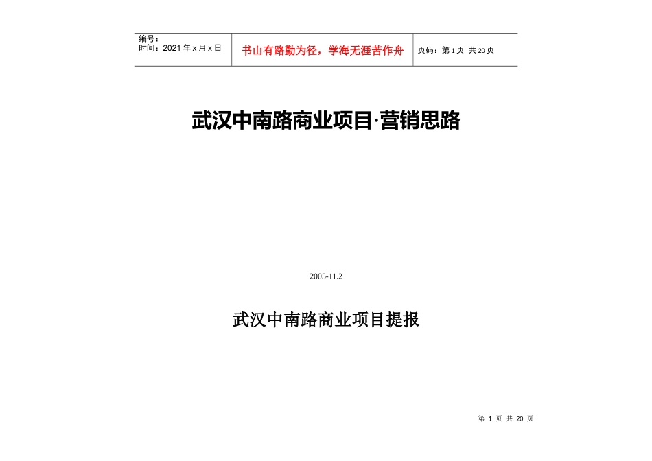 武汉中南路商业项目营销思路(DOC20)(1)_第1页