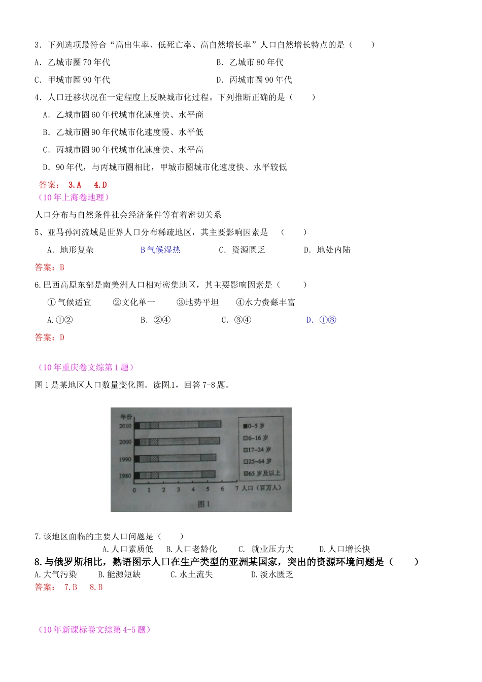 人口与环境六年高考四年模拟_第2页