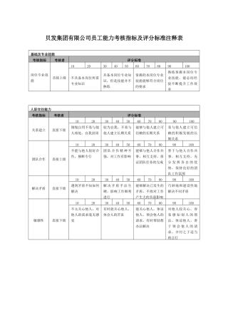 宁波贝发集团有限公司责任中心负责人年度能力考核指标说明