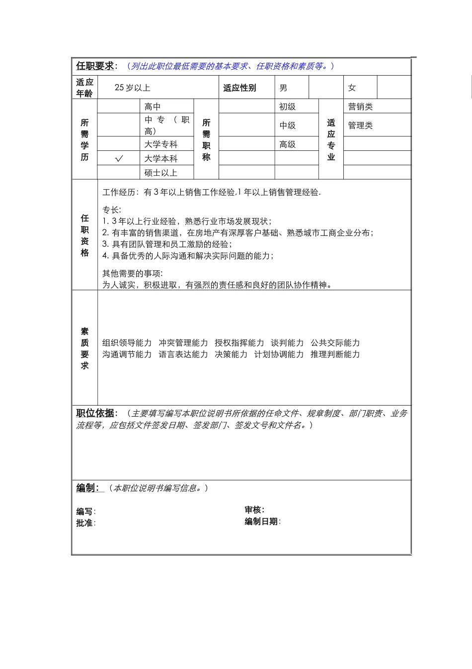 市场部主任职责说明_第2页