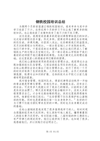 钢铁校园培训总结