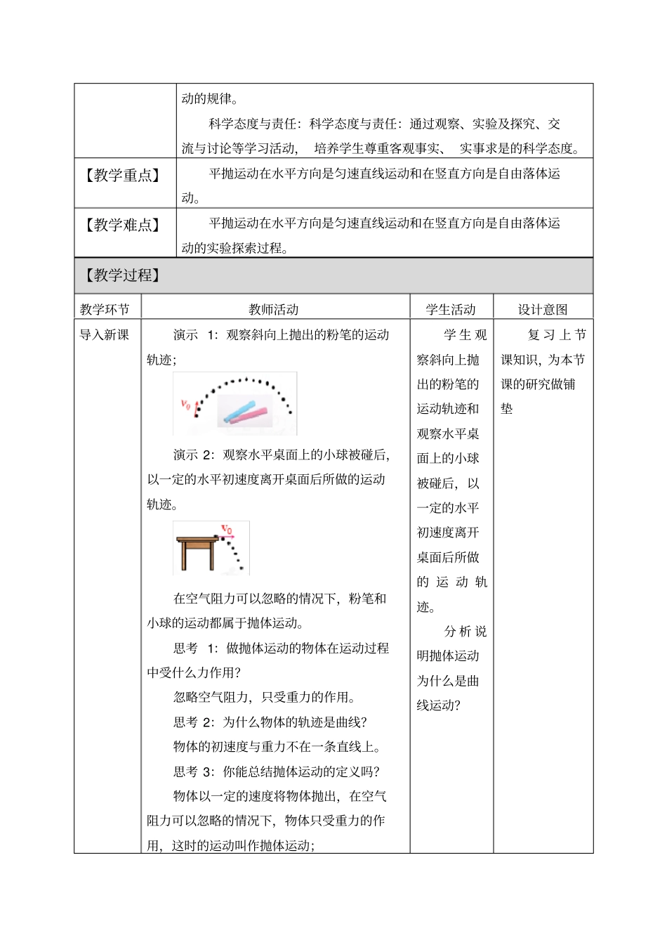 人教版必修25.3实验：探究平抛运动的特点教案_第2页
