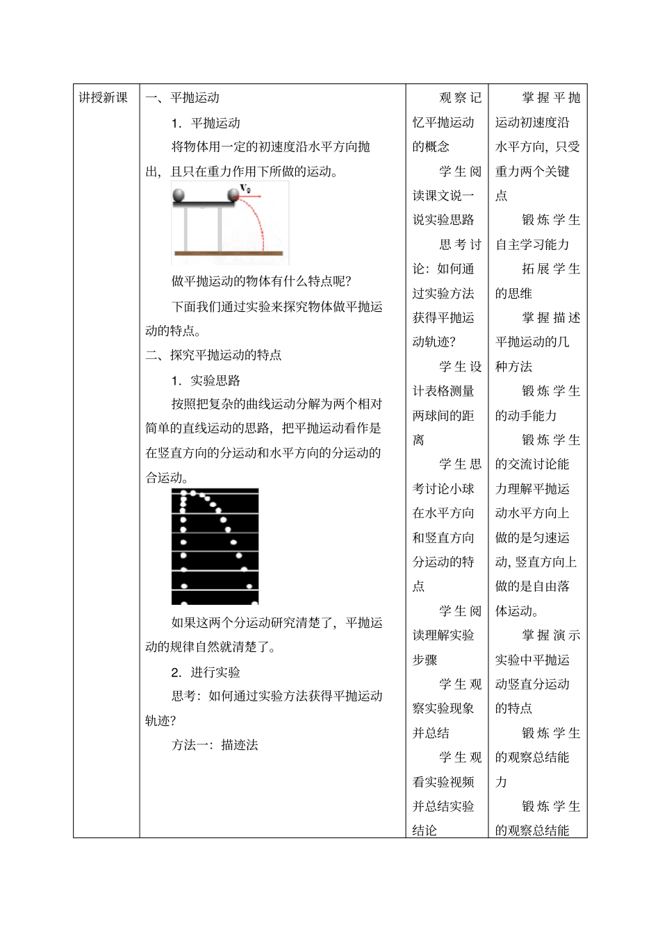 人教版必修25.3实验：探究平抛运动的特点教案_第3页