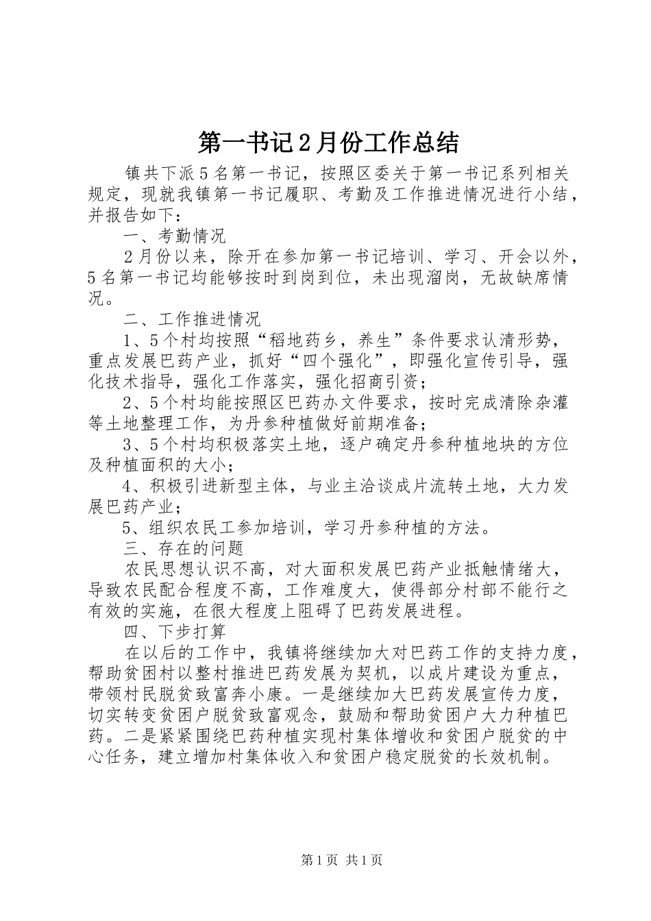 第一书记2月份工作总结_第1页