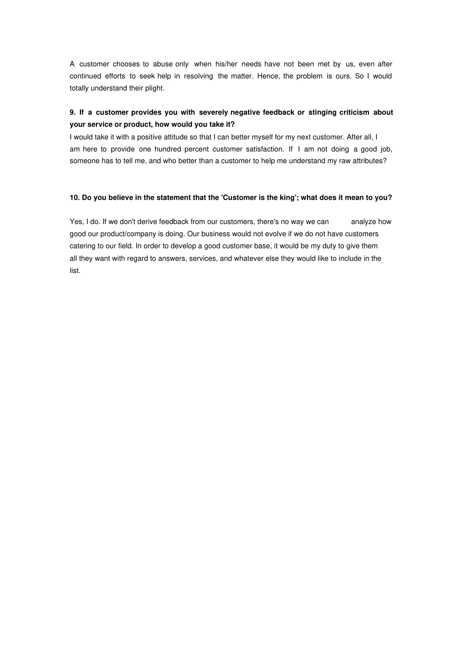 十个常见的英文客服面试问题及答案示例_第2页