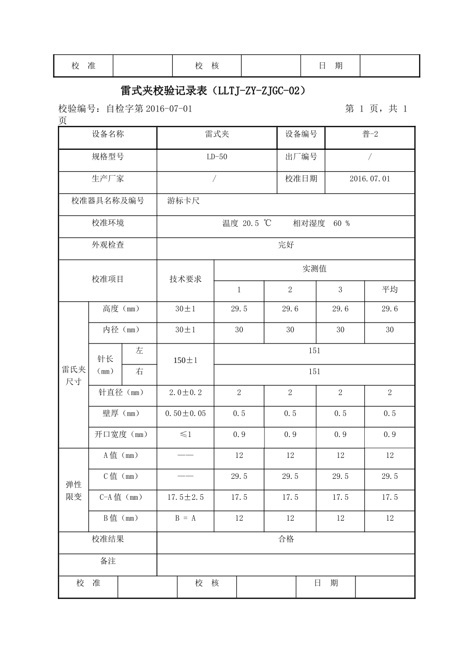 水泥标准稠度和凝结时间测定仪校验记录表_第2页