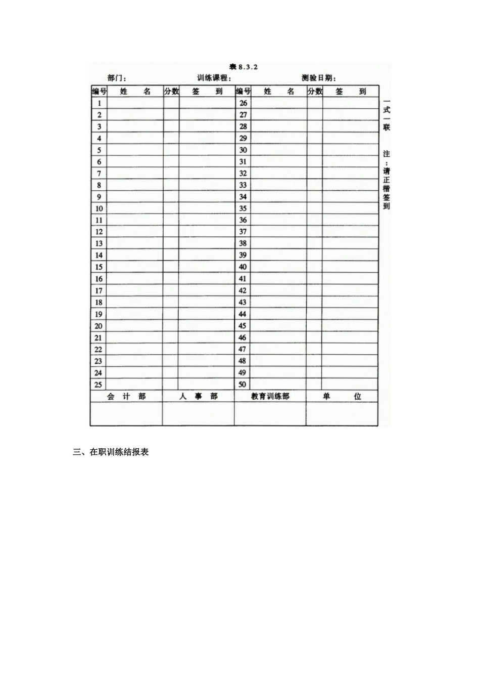 员工在职训练管理有关书表_第2页