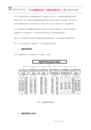 母子公司战略管控之流程和能力体系