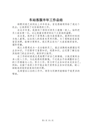 车站客服半年工作总结
