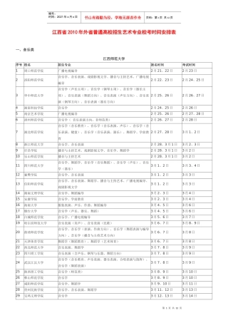 江西省XXXX年外省普通高校招生艺术专业校考时间安排表