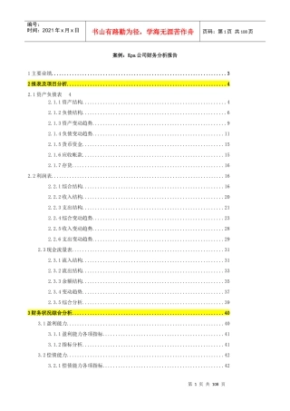 案例 Kpa公司财务分析报告