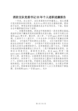 消防支队党委书记个人述职述廉报告